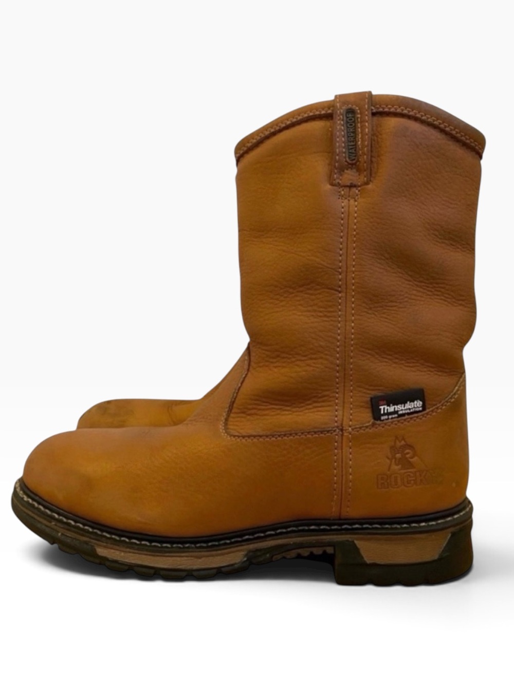 Rocky men pull on boots riding leather Tan ride comfort system oil resistant 10